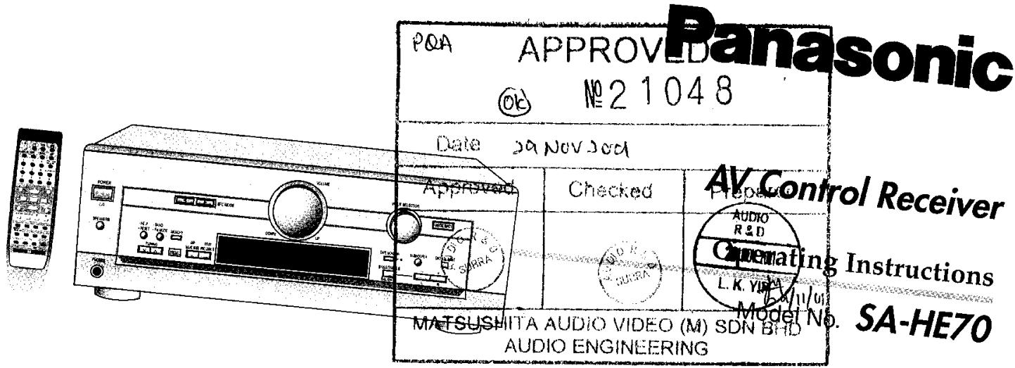 PANASONIC SA HE 70 - Notes on using the Digital Signal Processor - 3