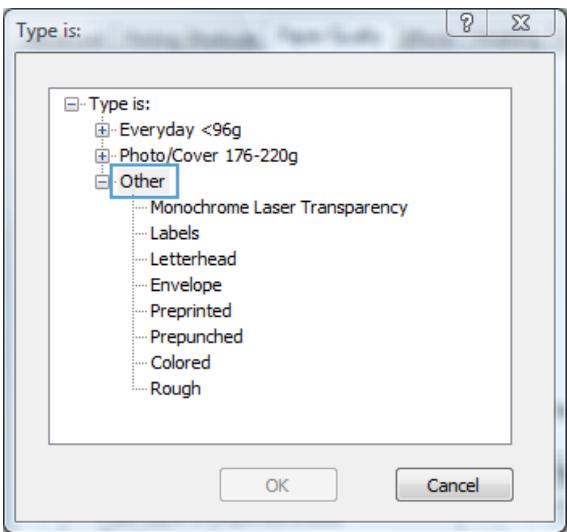HP LASERJET ENTERPRISE 700 M712XH - Select the paper type (Windows) - 5