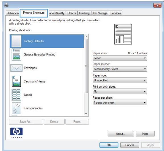 HP LASERJET ENTERPRISE 700 M712XH - Use a printing shortcut (Windows) - 2