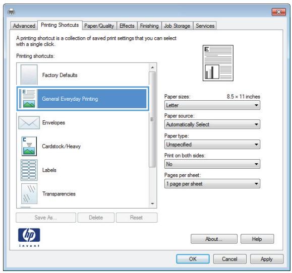 HP LASERJET ENTERPRISE 700 M712XH - Use a printing shortcut (Windows) - 3