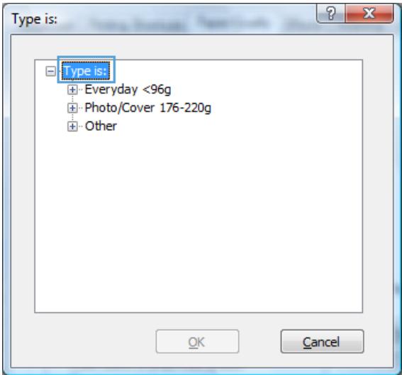 HP LASERJET ENTERPRISE 700 M712XH - Select the paper type (Windows) - 4