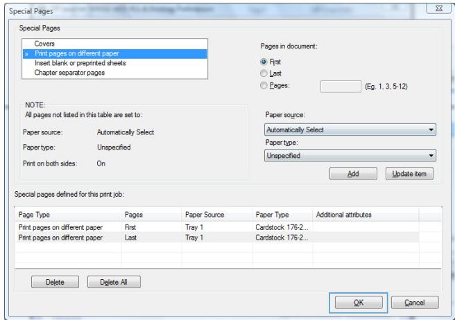 HP LASERJET ENTERPRISE 700 M712XH - Print the first or last page on different paper (Windows) - 7