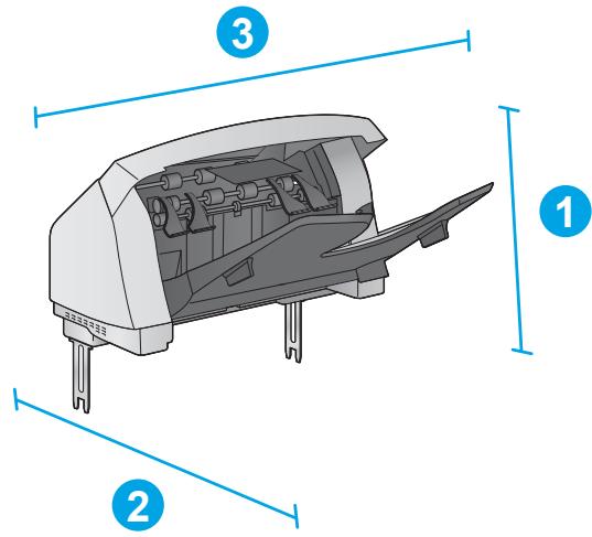 HP LASERJET ENTERPRISE M605X - Dimensions for the input and output accessories - 3