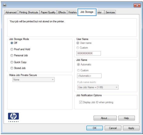 HP LASERJET ENTERPRISE M605X - Click the Job Storage tab. - 1