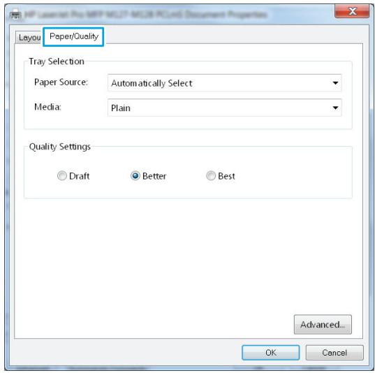 HP LASERJET PRO M125A - Select the paper type (Windows) - 2