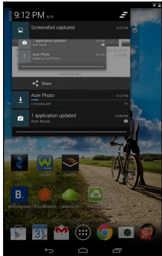 ACER ICONIA A1-840 (NT.L4JEE.004) - Notification and staus area - 2
