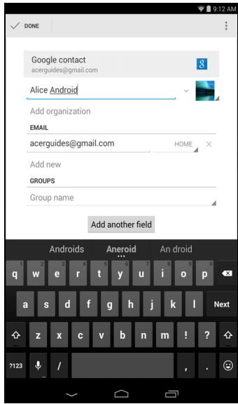 ACER ICONIA A1-840 (NT.L4JEE.004) - Editing a contact - 1