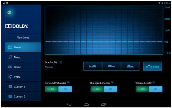 ACER ICONIA A3-A10 - Adjusting audio settings using Dolby Digital Plus - 1