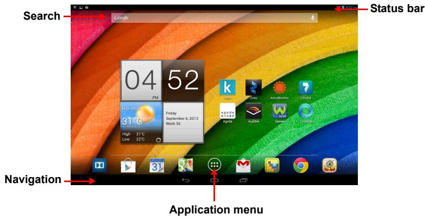ACER ICONIA A3-A10 - The Home screen - 1