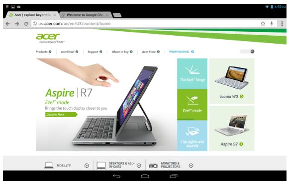 ACER ICONIA A3-A10 - Using the browser - 1