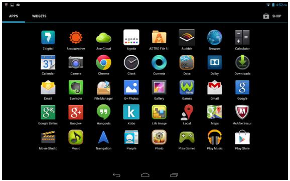 ACER ICONIA A3-A10 - The application menu - 1