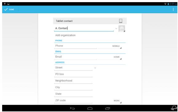 ACER ICONIA A3-A10 - Editing a contact - 1