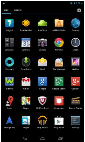 ACER ICONIA B1-710 - The application menu - 1
