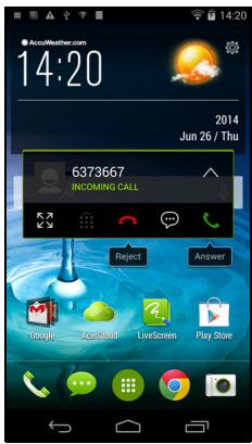 ACER LIQUID JADE - The voice call screen - 1