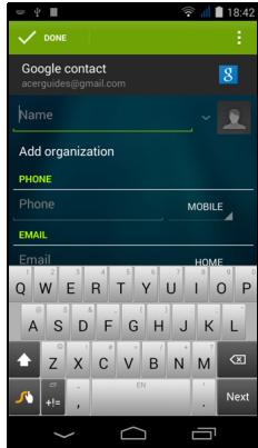ACER LIQUID JADE - Adding a contact - 2