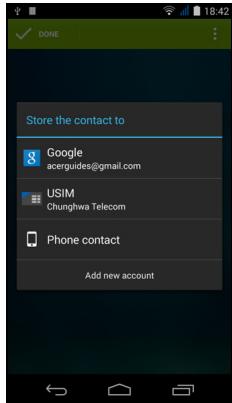 ACER LIQUID JADE - Adding a contact - 1