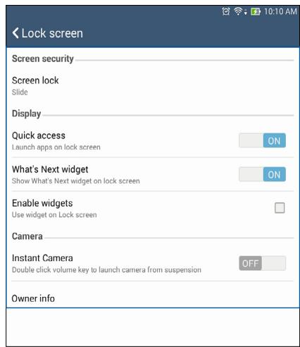 ASUS ME181CX-1F004A - Configuring the other screen security features - 1