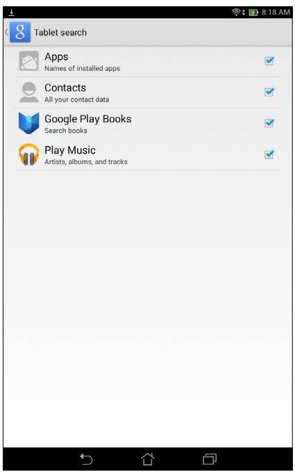 ASUS ME181CX-1F004A - Tick the box of the search groups you would like to include as source when using Voice Search. - 1