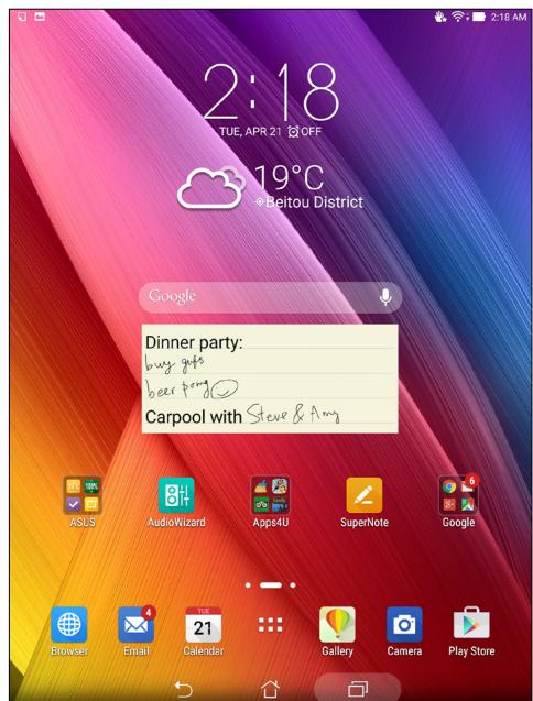 ASUS ZENPAD S 8.0 Z580C-1A007A - Creating a sticky note - 1