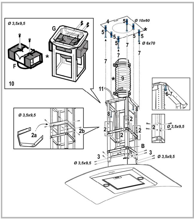 HOTPOINT HDA 9 T/HA - Installation Modell für die Decke (Inselhaube) - 1