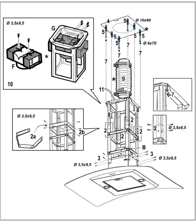 HOTPOINT HDA 9 T/HA - Installation ceiling model (Island) - 1