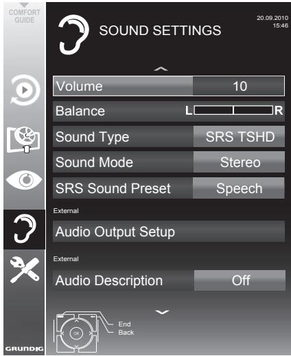 GRUNDIG 32VLE5520BG - Sound settings - 1