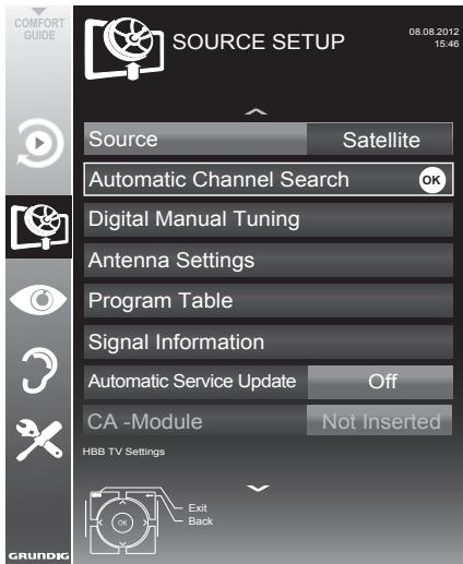 GRUNDIG 32VLE5520BG - Searching for digital television channels from a satellite automatically - 1