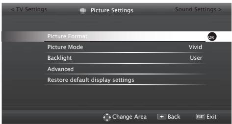 GRUNDIG 48VLE6522BL - Picture settings - 1