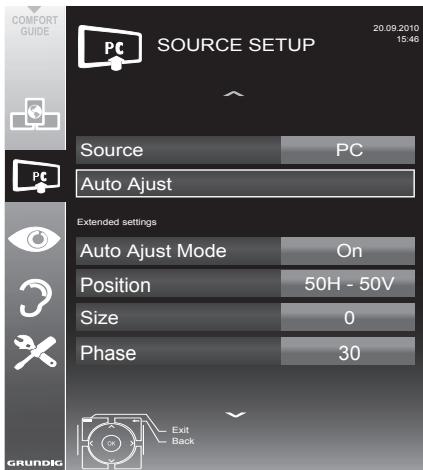 GRUNDIG 39VLE931BH - Settings for PC mode - 1