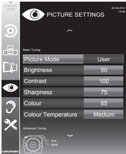 GRUNDIG 39VLE931BH - Picture settings - 1