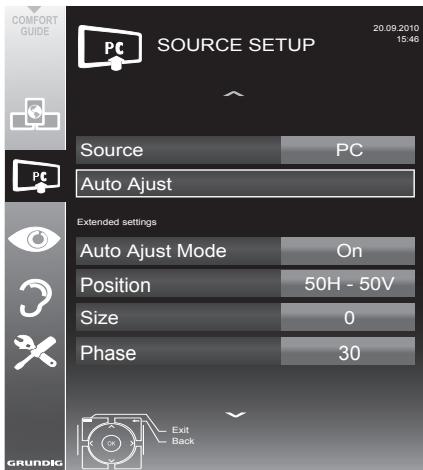 GRUNDIG 42VLE9481SL - Settings for PC mode - 1