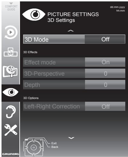 GRUNDIG 42VLE9481SL - 3D Settings - 1
