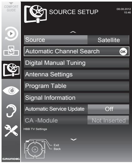 GRUNDIG 42VLE9481SL - Searching for digital television channels from a satellite automatically - 1