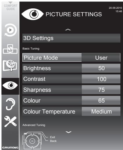 GRUNDIG 42VLE9481SL - Picture settings - 1