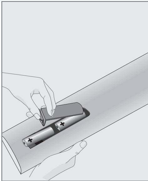 GRUNDIG 55VLE5523BG - Inserting batteries into the remote control - 1
