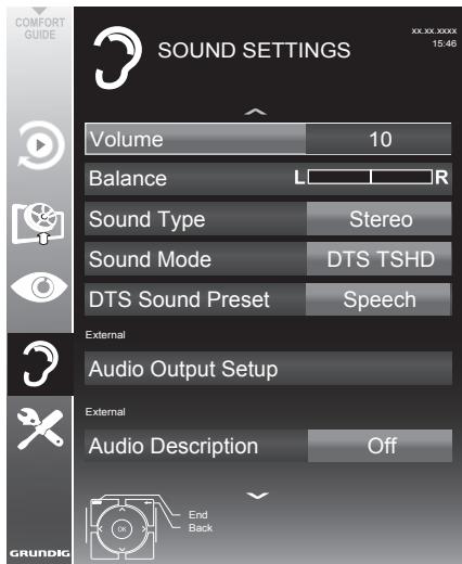 GRUNDIG 55VLE5523BG - Sound settings - 1