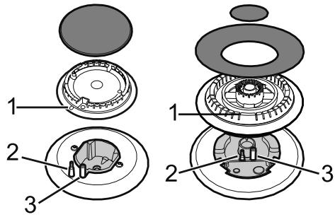 SMEG TR90P - Korrekt placering af brænderdaekslerne og møtrikkerne - 1