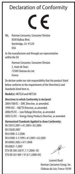 HARMAN KARDON HKTS 35 - Instructions for users on removal and disposal of used batteries. Specification of included battery types. - 3