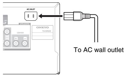 ONKYO TX-NR626 - Connecting the Power Cord - 1