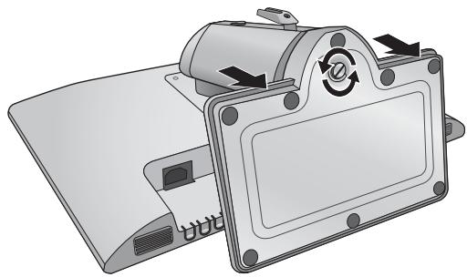 BENQ BL2201PT - Release the thumbscrew on the bottom of the monitor base and detach the monitor base as illustrated. - 1