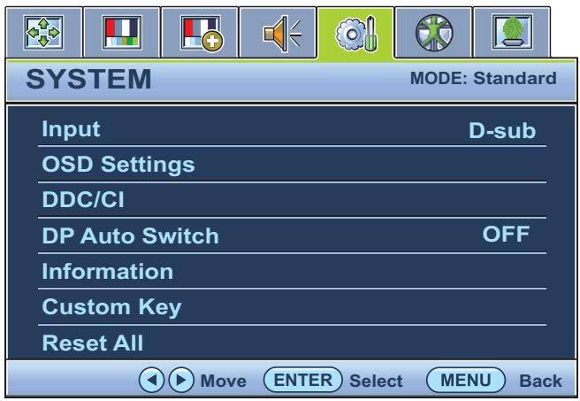 BENQ BL2201PT - System menu - 1