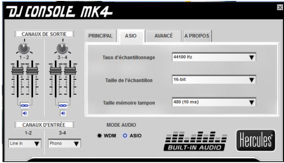 HERCULES DJ CONTROL AIR - Onglet ASIO (indisponible sous mac) - 1