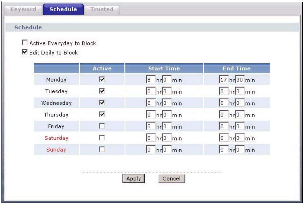 ZYXEL PRESTIGE 661H - Configuring the Schedule - 1