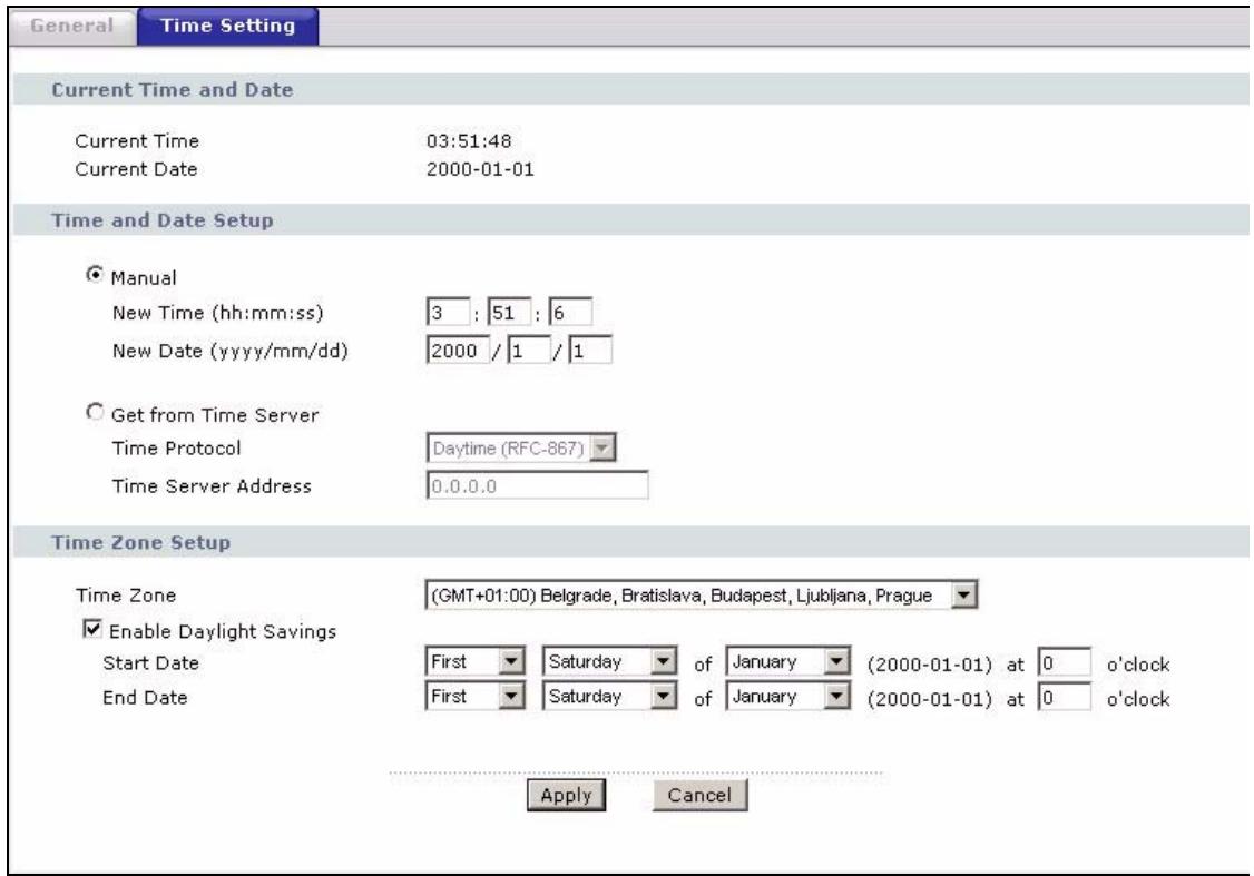 ZYXEL PRESTIGE 661H - Time Setting - 1
