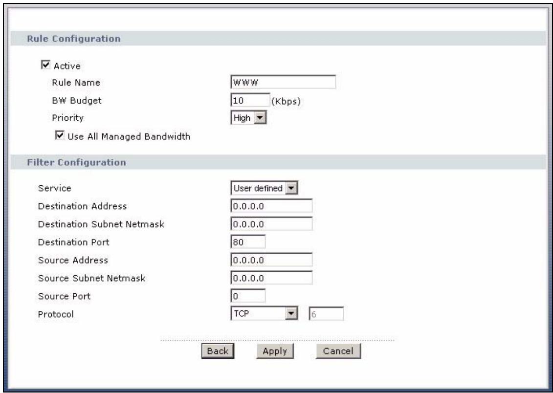 ZYXEL PRESTIGE 661H - Rule Configuration - 1