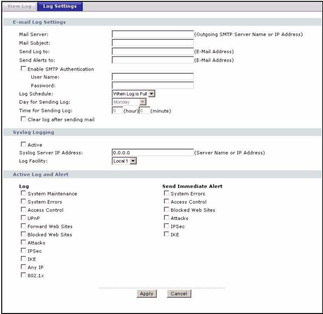 ZYXEL PRESTIGE 661H - Configuring Log Settings - 1