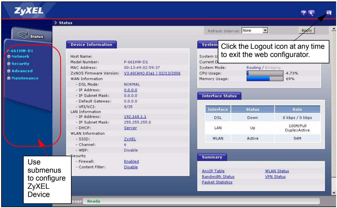 ZYXEL PRESTIGE 661H - Navigation Panel - 1