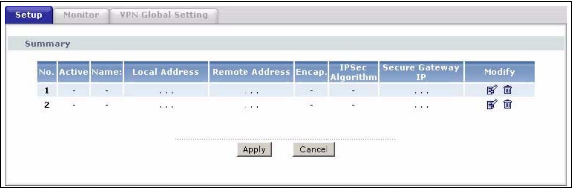 ZYXEL PRESTIGE 661H - VPN Setup Screen - 2