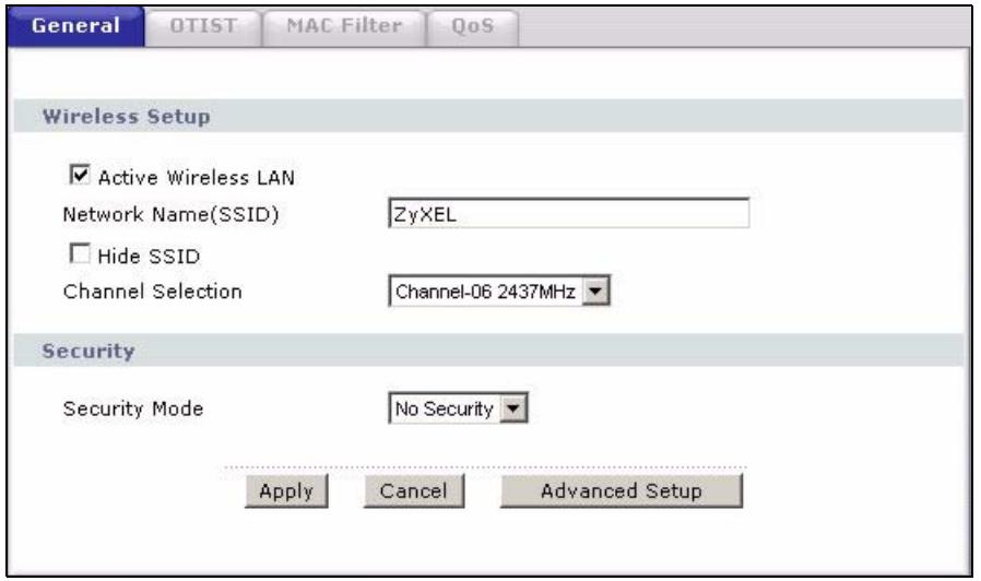 ZYXEL PRESTIGE 661H - General Wireless LAN Screen - 1