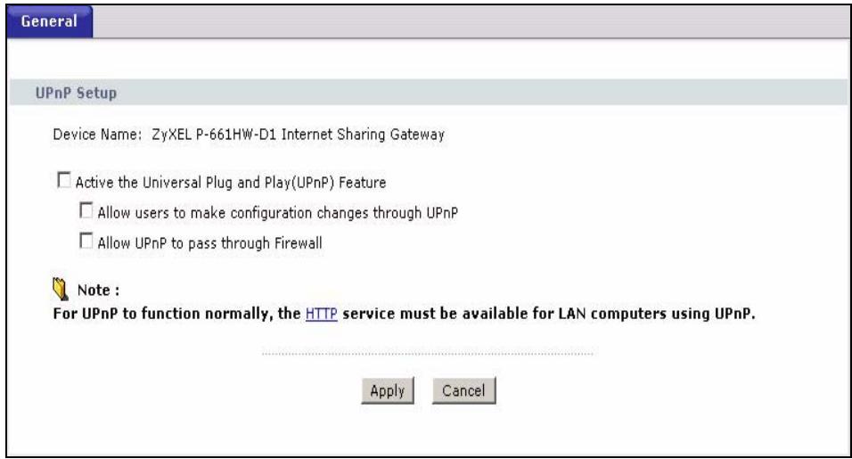 ZYXEL PRESTIGE 661H - Configuring UPnP - 1